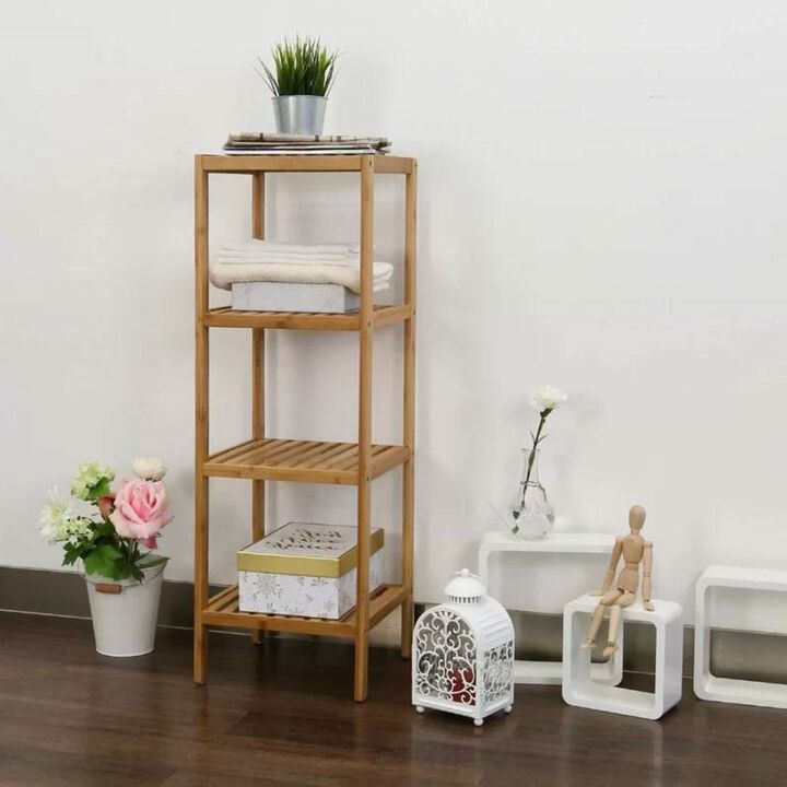 Hivvago Solid Wood 4-Tier Bathroom Storage Shelving Unit