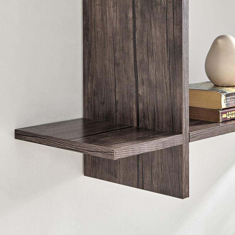 Manasa Floating Geometric Kilter Two-Tier Wall Shelf