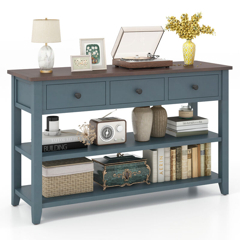 50-Inch Narrow Entryway Table, Long Sofa Table with Drawers and Shelves for Storage and Decor