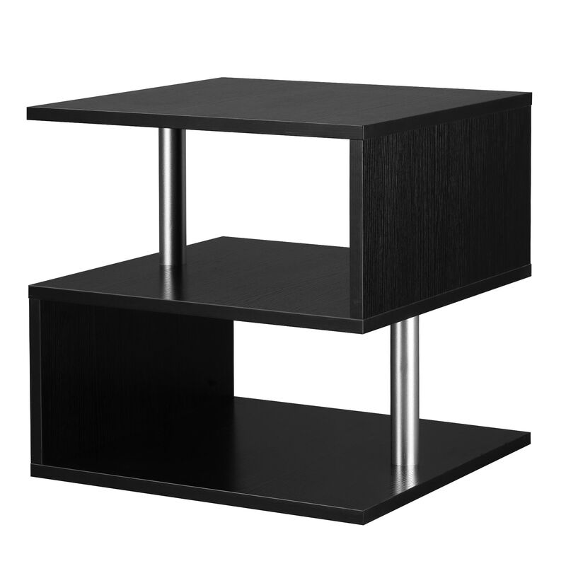 Chic Multilevel Table: Black S-Shaped Lift Top Coffee Table with 3 Tiers