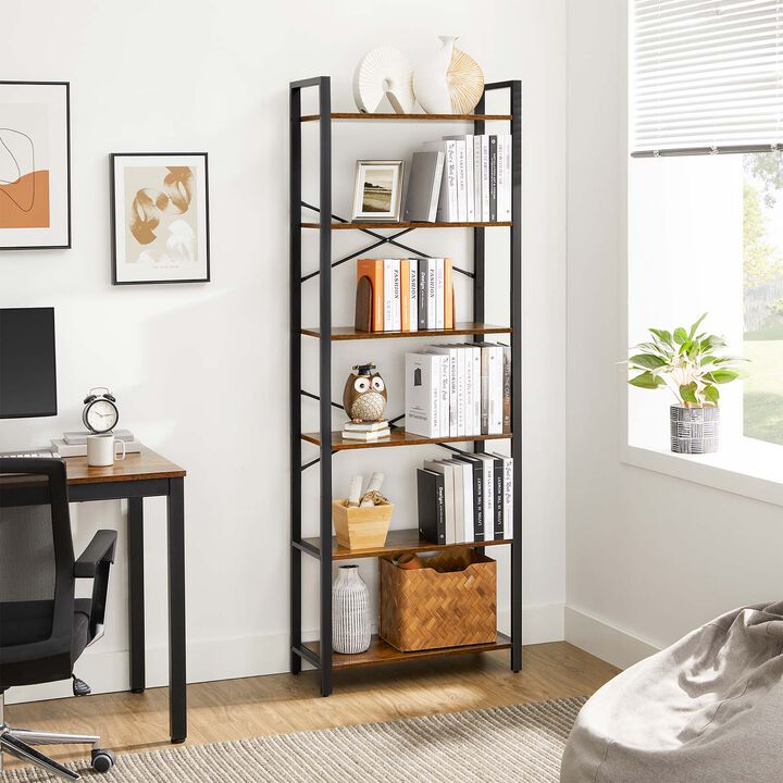 Spacious 6-Tier Bookshelf: Home Office Bookcase and Storage Rack for Organized Workspaces