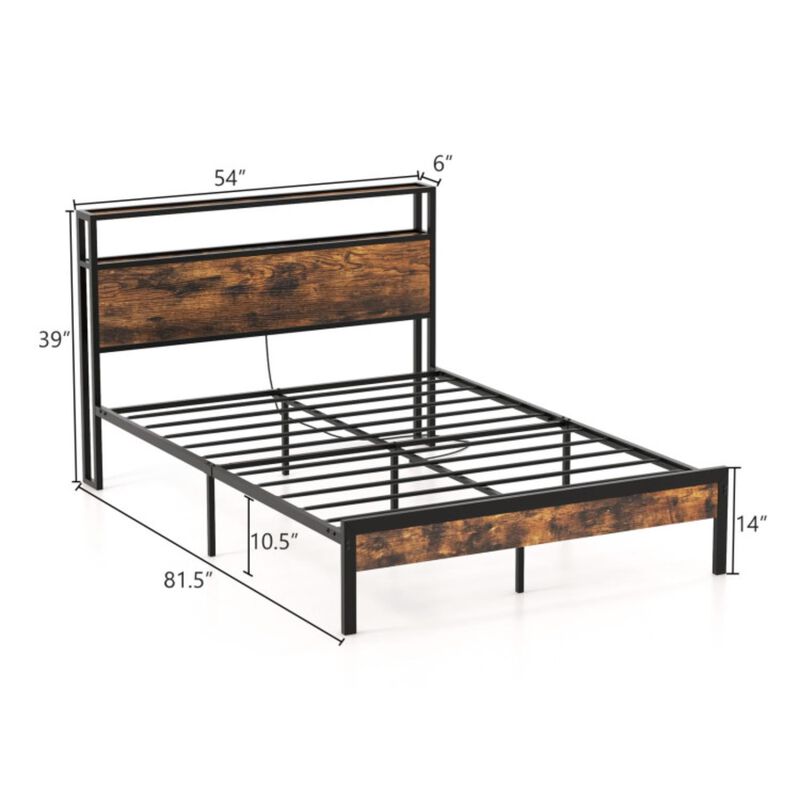 Hivvago Twin/Full/Queen Bed Frame with Storage Headboard and Charging Station