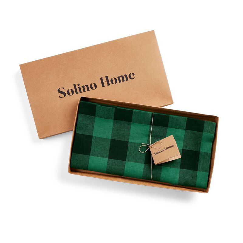 Solino Home 100% Pure Linen Table Throw | Buffalo Check