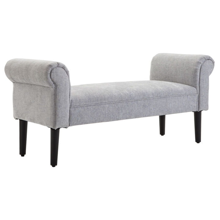 52" Modern Rolled Arm Bench Bed End Ottoman Sofa Seat Footrest Bedroom Entryway