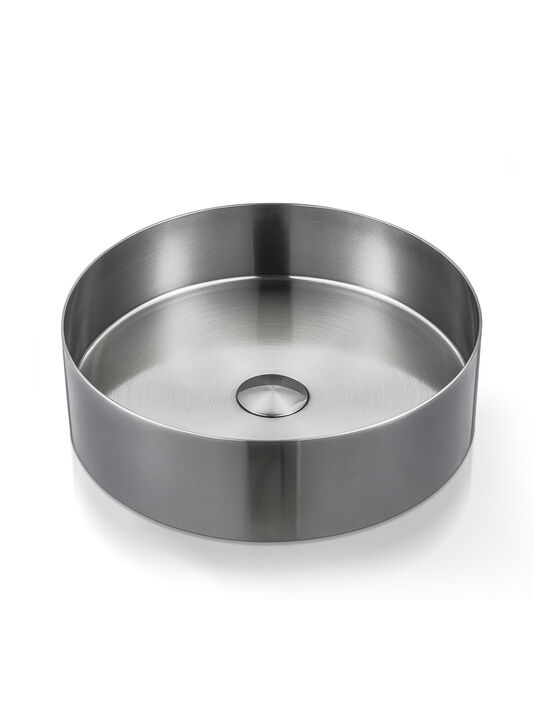 Stainless Steel Bathroom Sink with Mounting Ring & Pop-Up Drain Round Bowl Basin Rose Gold