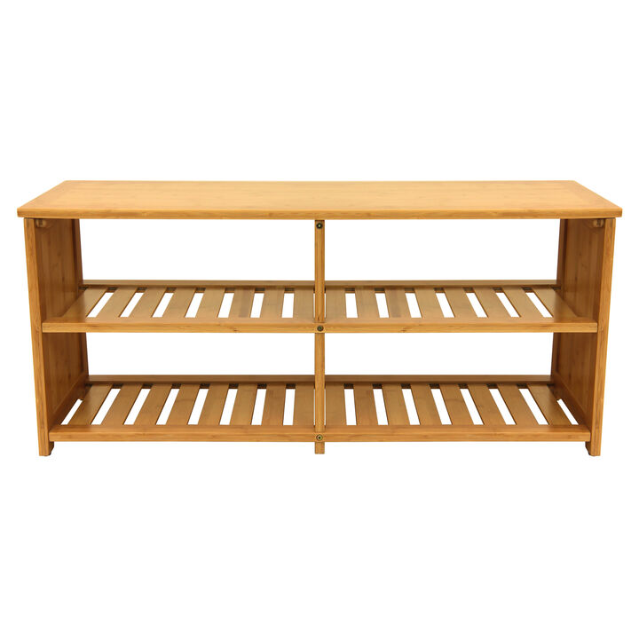 Oceanstar 10-Pair Bamboo Entryway Storage Bench.