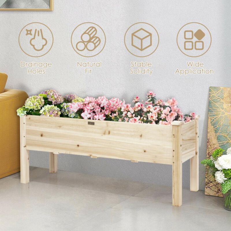 Hivvago Raised Garden Bed Elevated Planter Box Wood for Vegetable Flower Herb