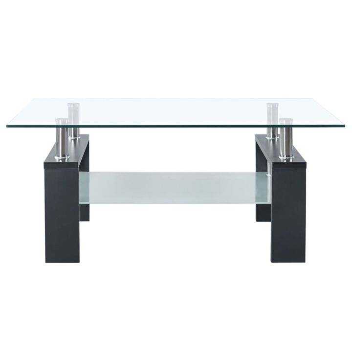 vidaXL Coffee Table Gray and Transparent 37.4"x21.7"x15.7" Tempered Glass