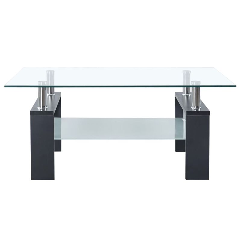 vidaXL Coffee Table Gray and Transparent 37.4"x21.7"x15.7" Tempered Glass