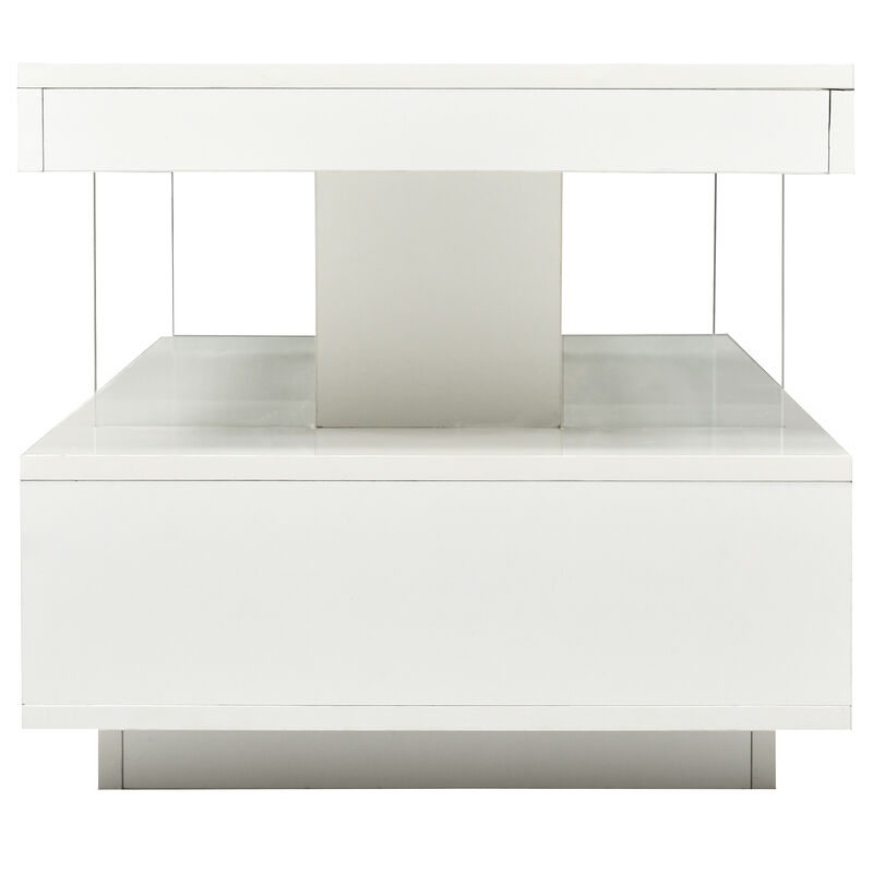 Merax Modern Center Table LED Coffee Table with Storage