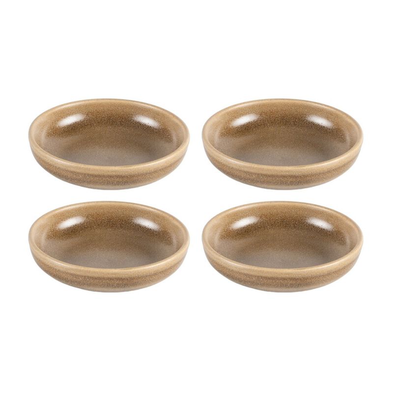 Terra Pott dia.4.25" h:1" 4 oz. Round Brown Porcelain Bowl (Set of 4)