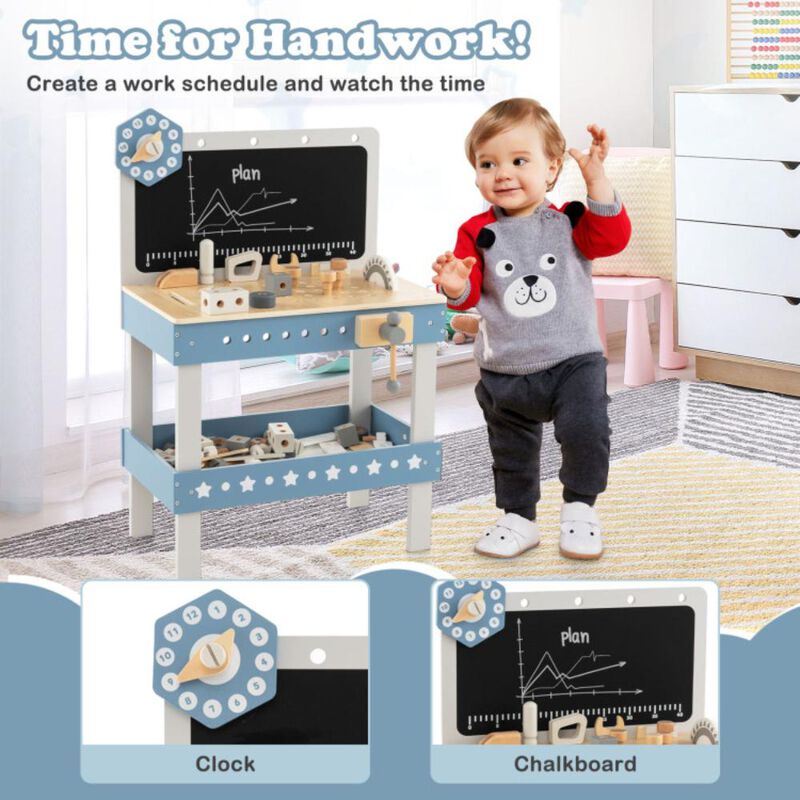 Hivvago Kids Play Tool Workbench Set with Parts Set and 61 Pcs Tool