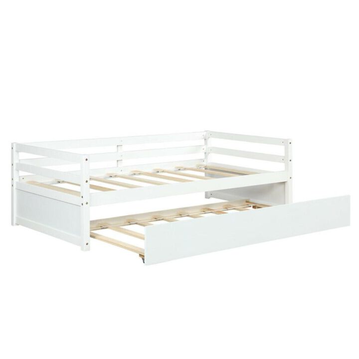 Hivvago Twin Size Wooden Slat Trundle Platform