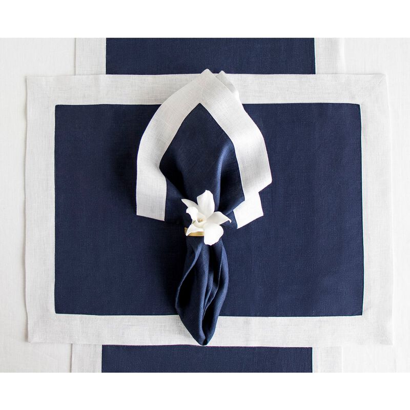 Solino Home 100% Pure Linen 14 x 19 Inch Placemats Set of 4 | Festive Edge