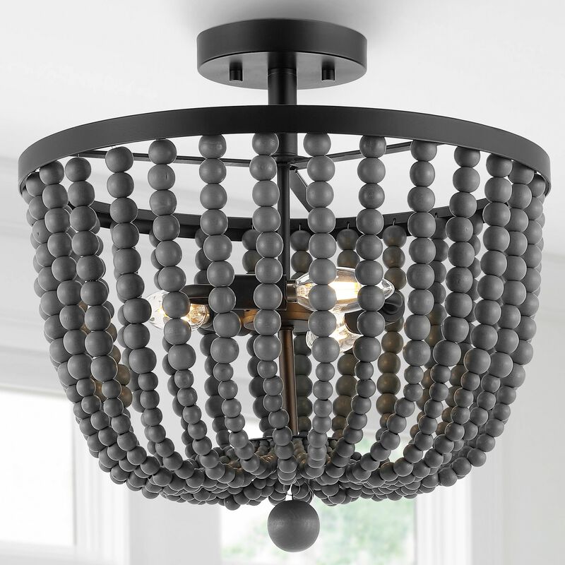 Drift 3-Light Bohemian Farmhouse Iron LED Semi Flush Mount