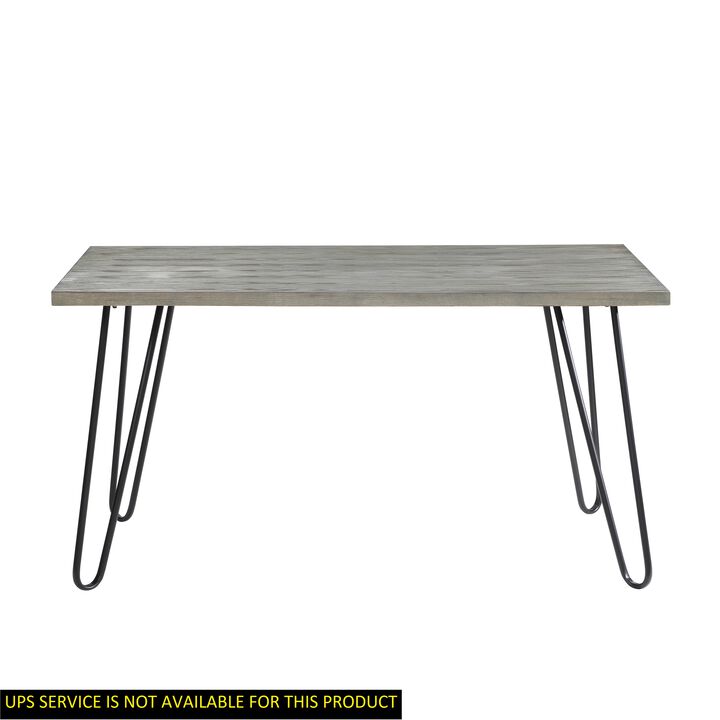 Modern Sleek Design Dining Table 1 Piece Light Gray Wooden Top Black Finish Metal Legs Dining Furniture