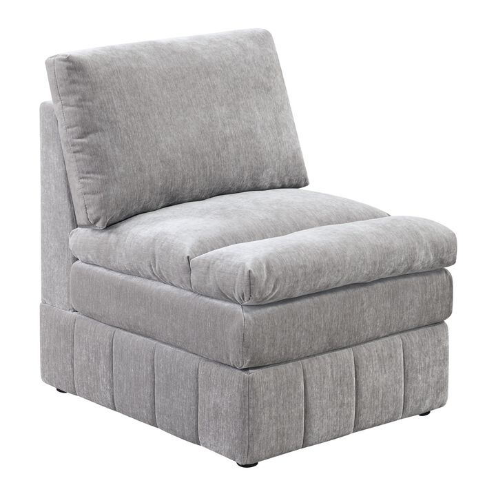 1 Piece Armless Chair Modular Plush Chair Sectional Sofa Granite Morgan Fabric Suede