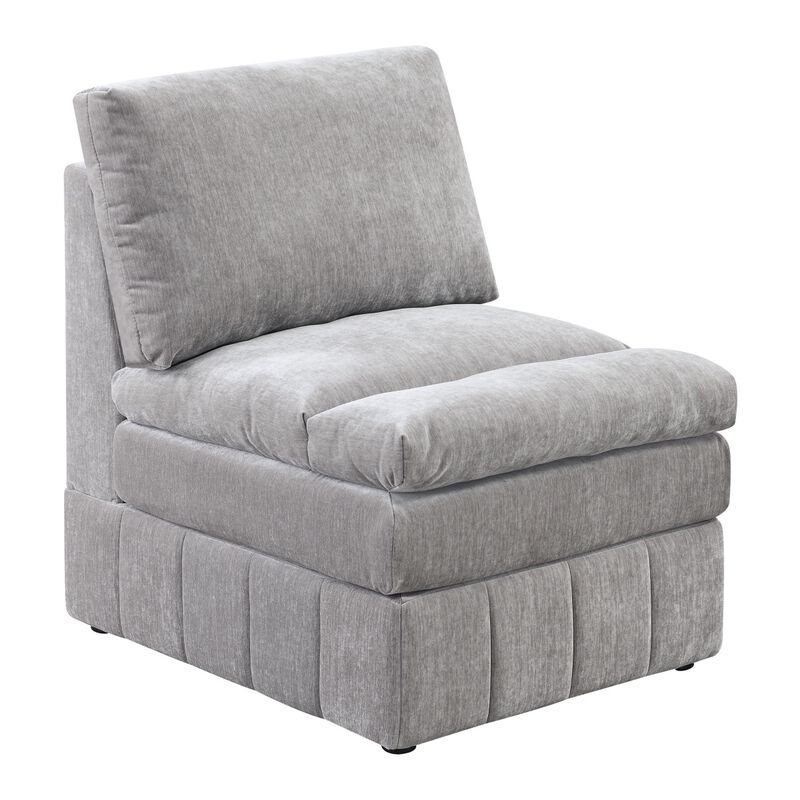 1 Piece Armless Chair Modular Plush Chair Sectional Sofa Granite Morgan Fabric Suede