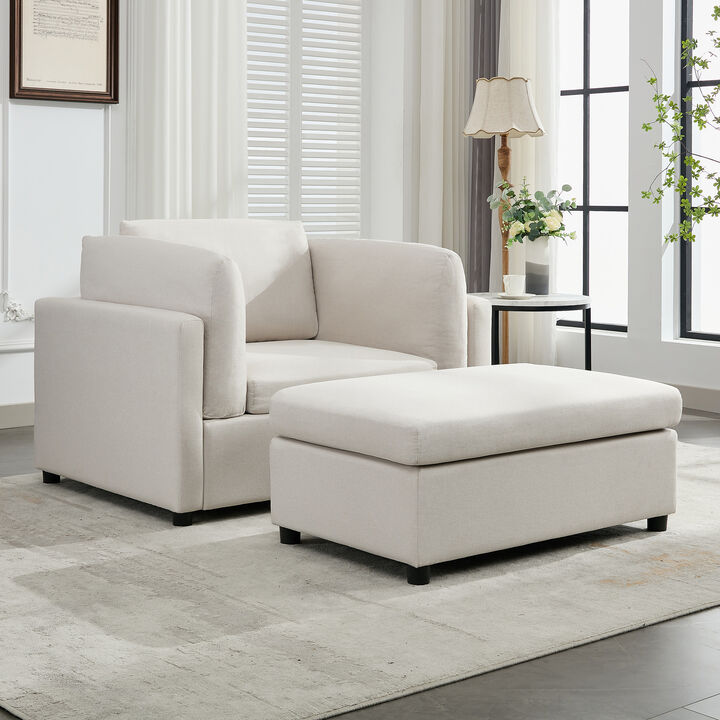 Merax Modern Armchair with Ottoman Set