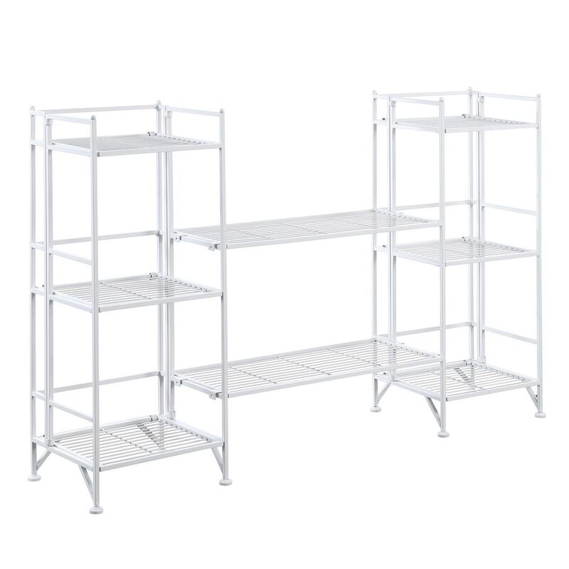Convenience Concepts Xtra Storage 3 Tier Folding Metal Shelves with Set of 2 Extension Shelves