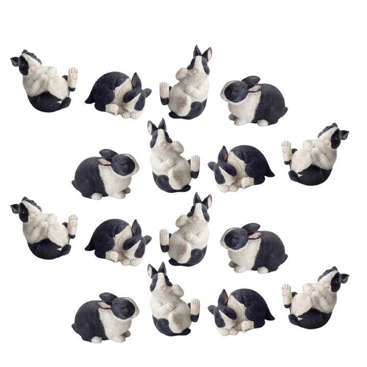 Decorative Resin Rabbits Set of 16 for Holiday and Seasonal Display