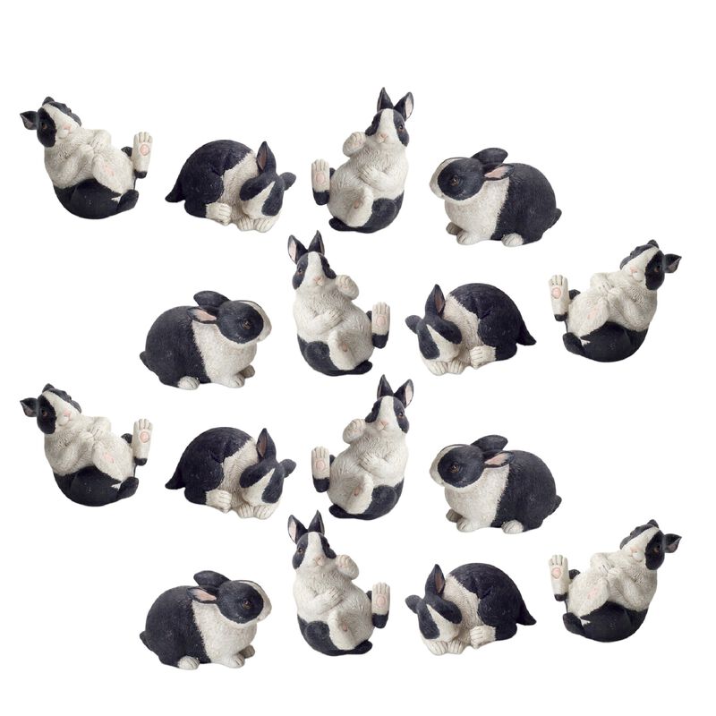 Decorative Resin Rabbits Set of 16 for Holiday and Seasonal Display