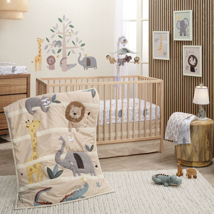 Lambs & Ivy Jungle Story 3-Piece Infant Safari Tan Baby Crib Bedding Set