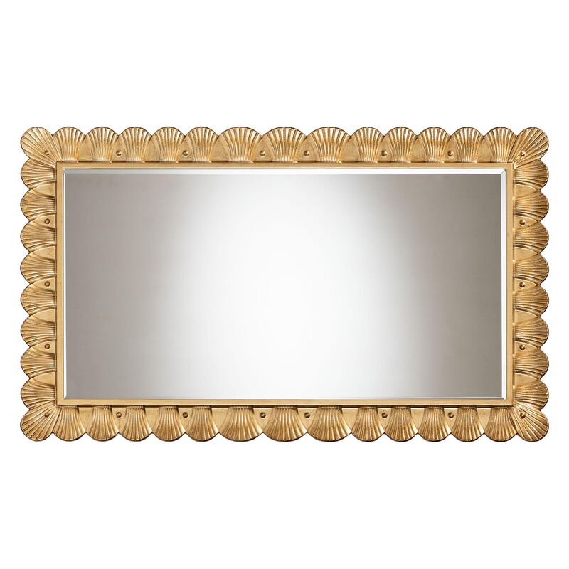 Baxton Studio Vadim Antique Gold Wood Accent Mirror with Seashell Border