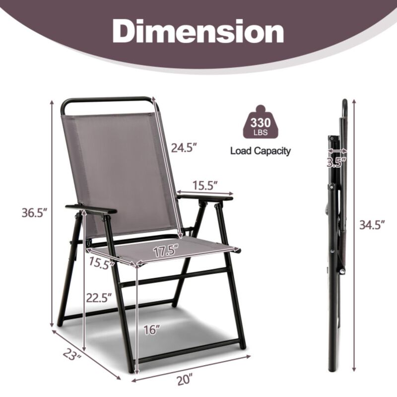 Hivvago Outdoor Folding Sling Chairs Set of 4 with Armrest and Backrest