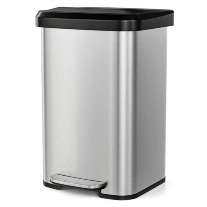 Soft-Close Stainless Steel Step Trash Can – Hands-Free Pedal & Quiet Closing Lid for Kitchen