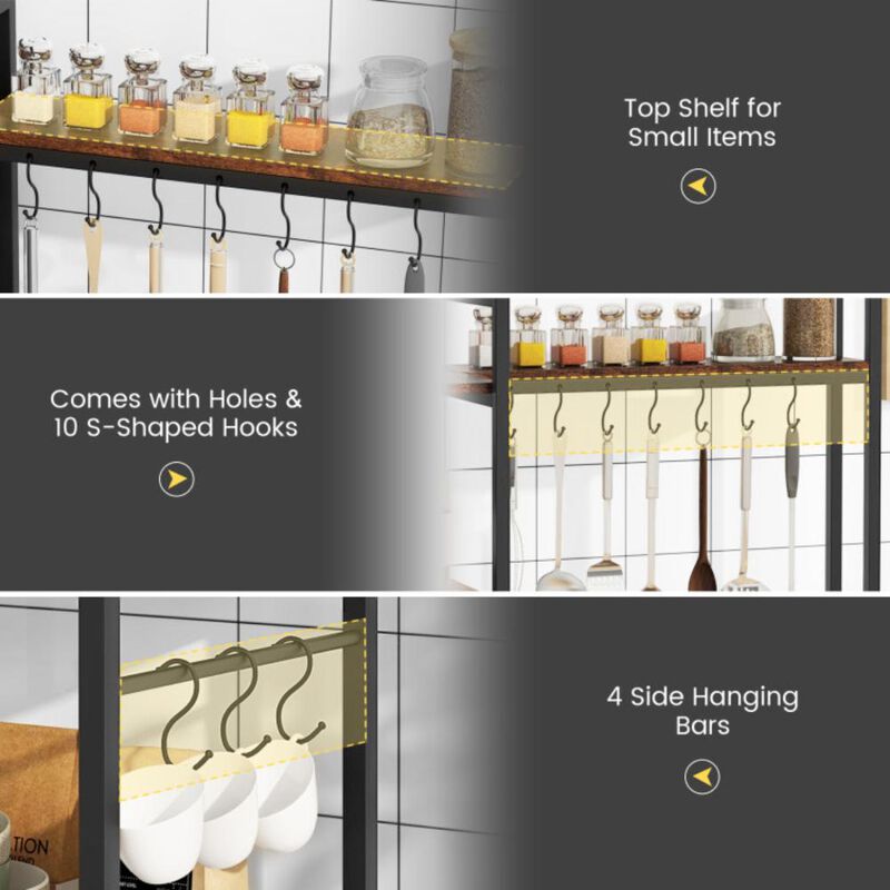 Hivvago 5-Tier Bakers Rack with Power Outlets and 10 S-Shaped Hooks