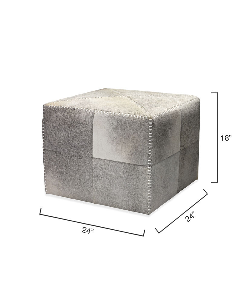 Grey Large Hair on Hide Ottoman