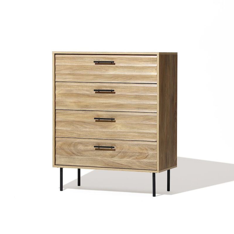 LuxenHome Mid-Century Modern Wave 4-Drawer 31.5-Inch Wide Accent Chest