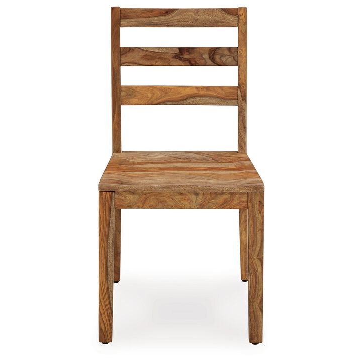 Donni Dining Side Chair Set of 2, Ladder Back, Natural Sheesham Wood - Benzara
