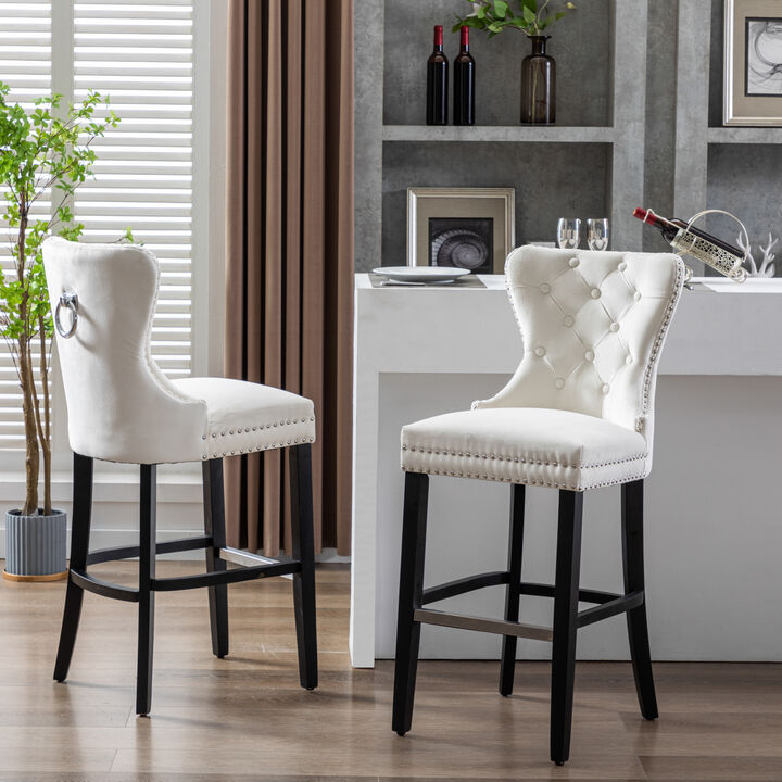 WestinTrends Tufted Velvet Bar Stool (Set of 2)