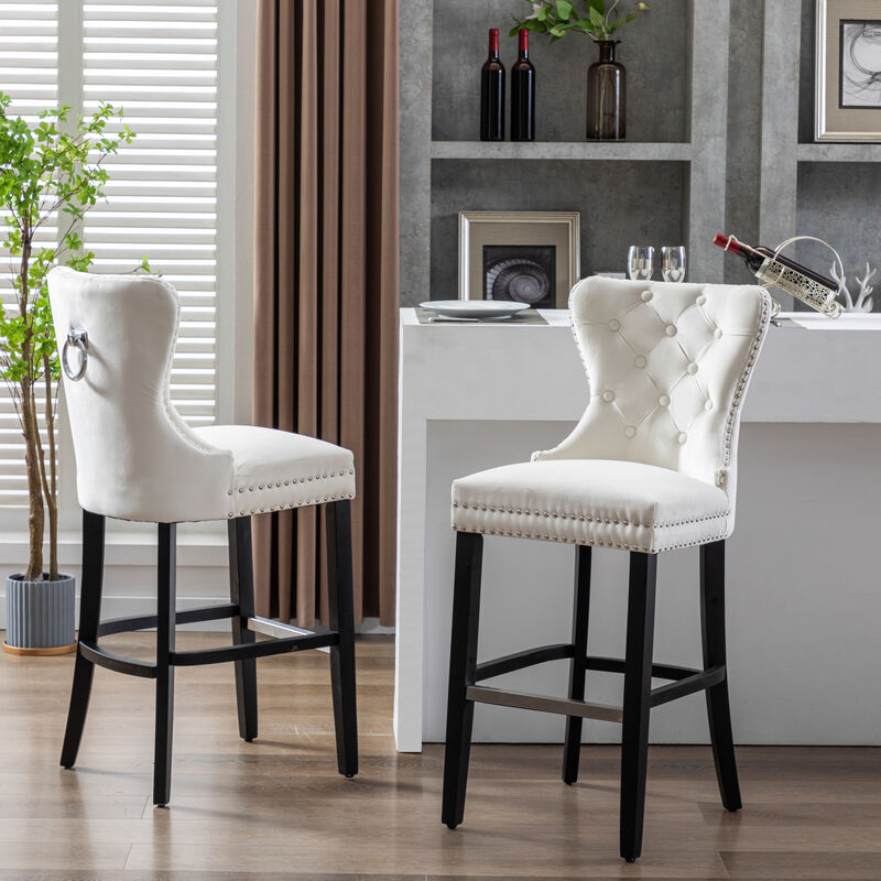 WestinTrends Tufted Velvet Bar Stool (Set of 2)