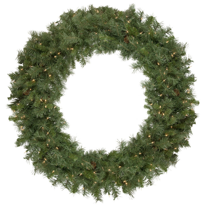 Pre-Lit Black River Pine Artificial Christmas Wreath  48-Inch  Clear Lights