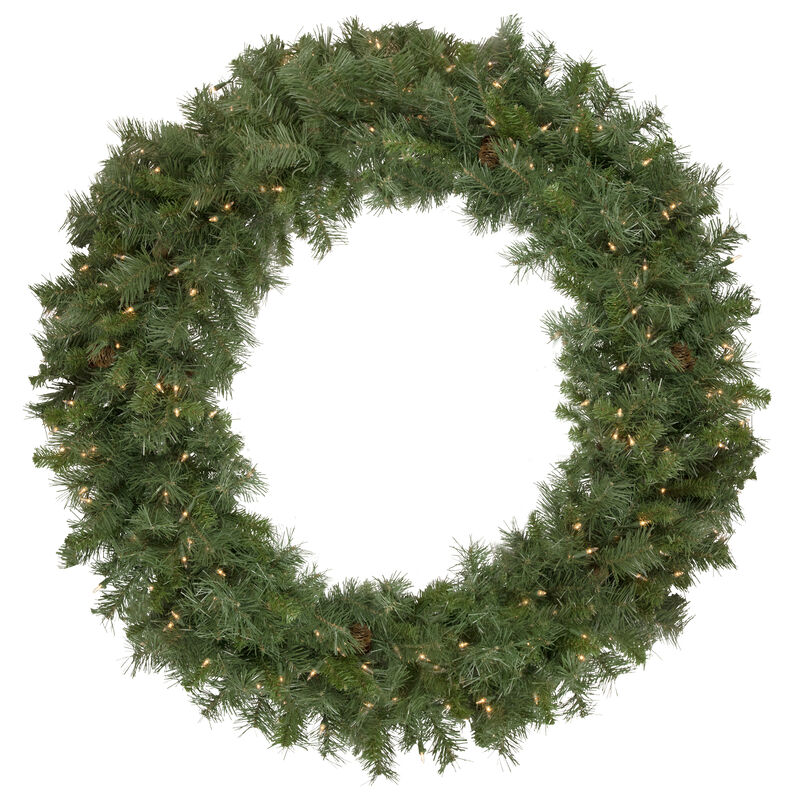 Pre-Lit Black River Pine Artificial Christmas Wreath  48-Inch  Clear Lights