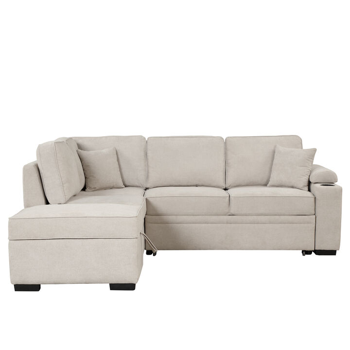 Merax 2 in 1 Pull Out Sofa Bed L Shape Couch