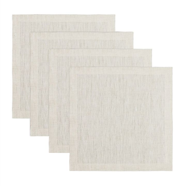Solino Home 100% Pure Linen 14 x 14 Inch Square Placemats Set of 4 | Athena