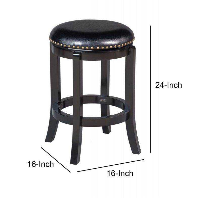 Nailhead Trim Round Leatherette Swivel Counter Stool with Flared Leg