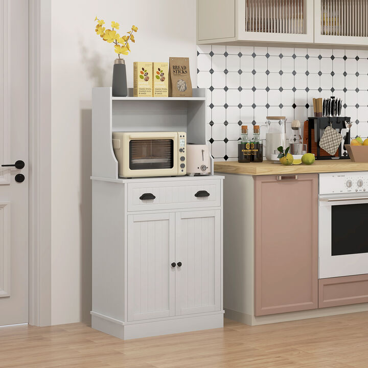 HOMCOM Microwave Cabinet with Drawer Cabinet and Adjustable Shelf White