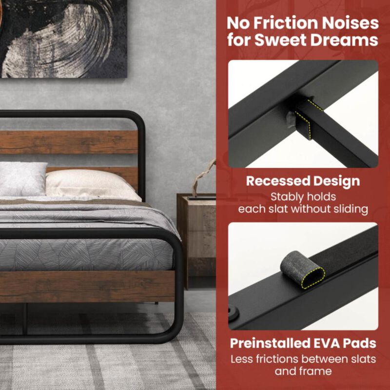 Hivvago Arc Platform Bed with Headboard and Footboard