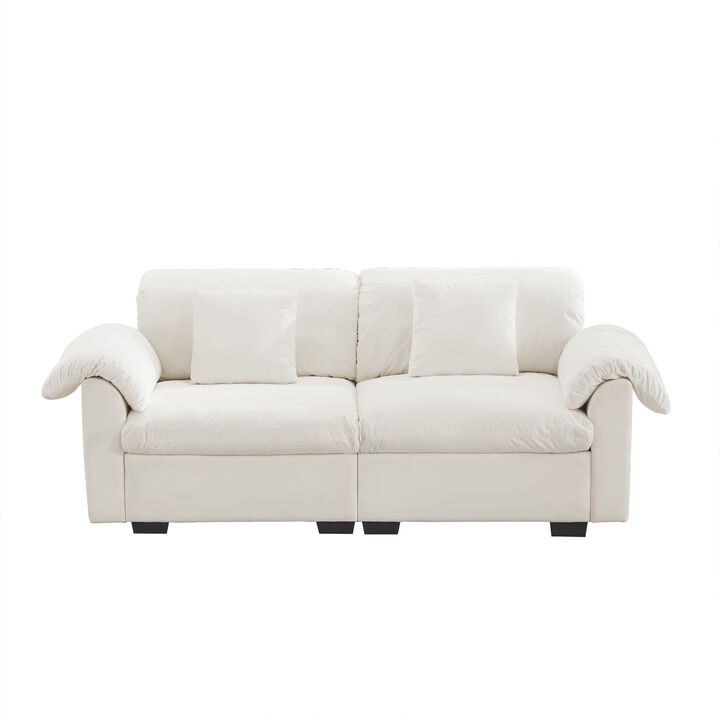 Merax Velvet Loveseat Sofa with Hidden Storage