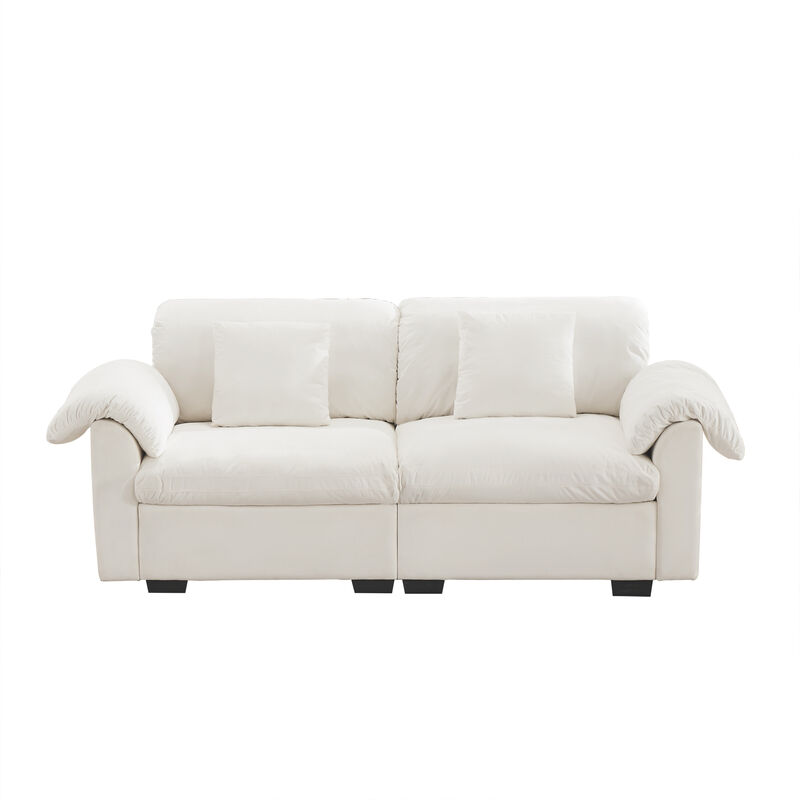 Merax Velvet Loveseat Sofa with Hidden Storage
