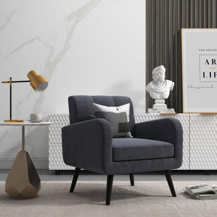 Hivvago Modern Upholstered Comfy Accent Chair Single Sofa with Rubber Wood Legs