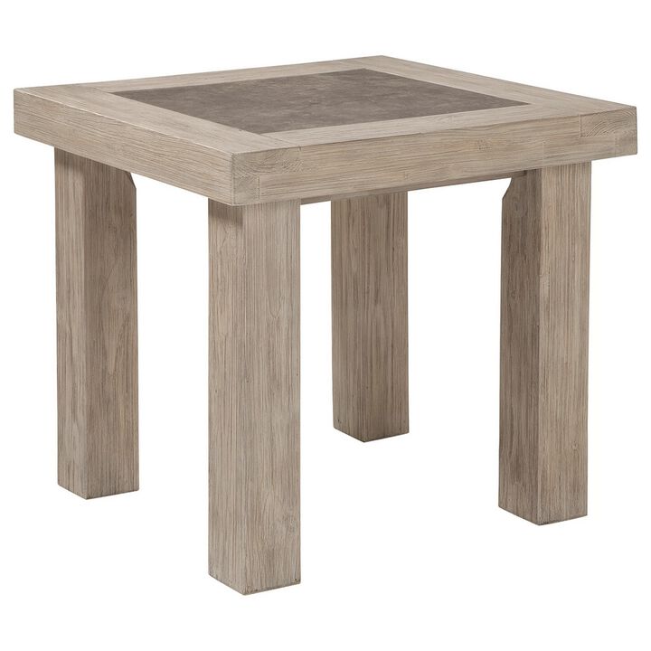 24 Inches Wooden End Table with Grains, Brown-Benzara