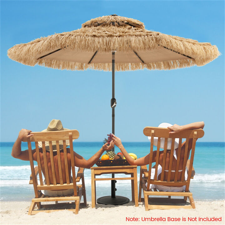 LED Lighted Beach Umbrella, Portable Sunshade with Tilt & UV Protection