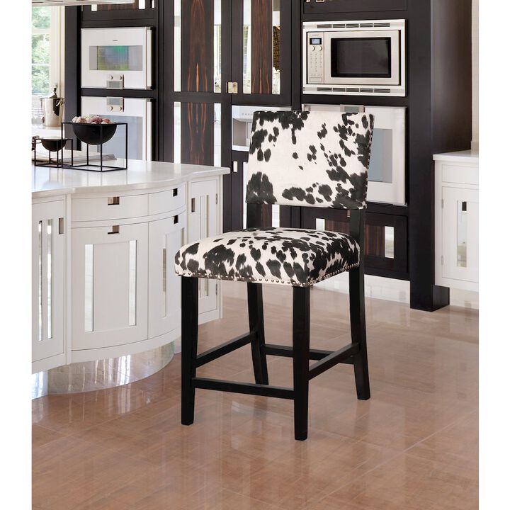 Linon Corey Black Cow Print Counter Stool