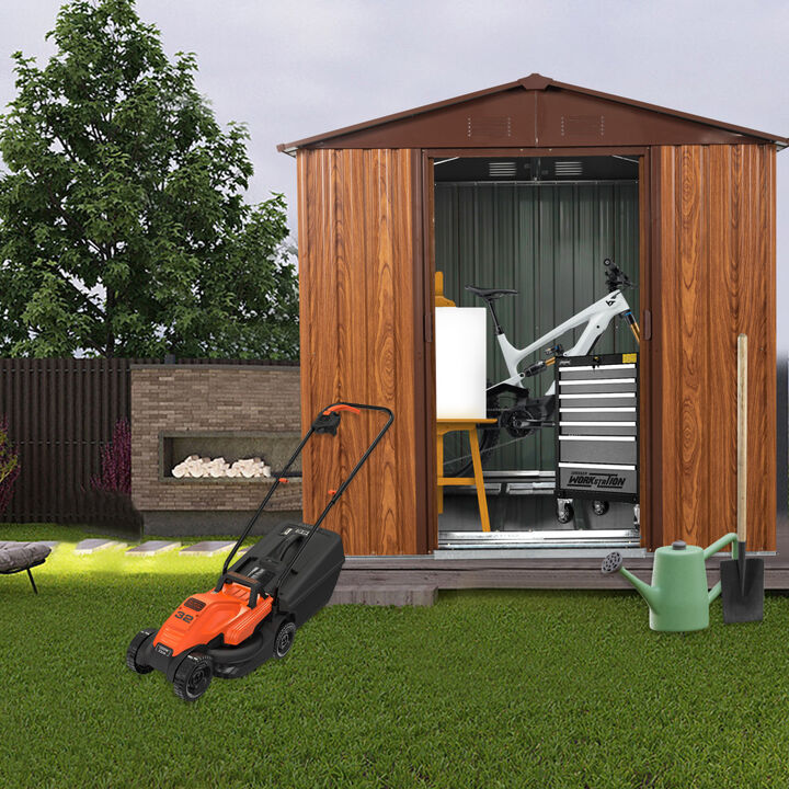 6FT X 6FT Outdoor Metal Storage Shed With Metal Floor Base, With Window